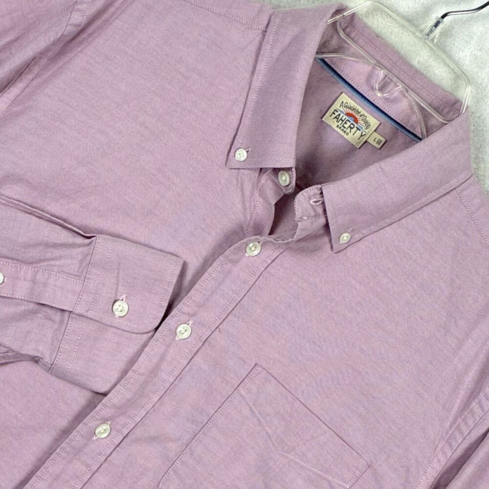 Faherty Oxford Shirt Men L Lilac Purple Stretch Preppy Outdoors Casual Huckberry